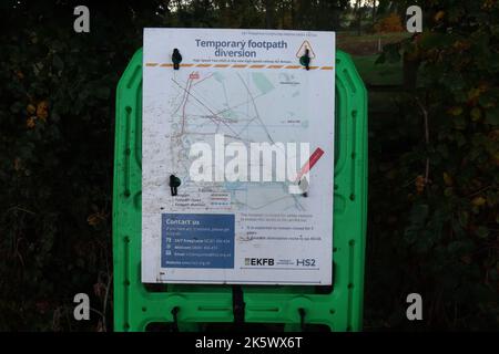 Diritto di passaggio chiuso sulla rete ferroviaria ad alta velocità HS2. Scalpellatura Warden. Northamptonshire. Inghilterra. Foto Stock