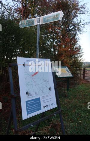 Diritto di passaggio chiuso sulla rete ferroviaria ad alta velocità HS2. Scalpellatura Warden. Northamptonshire. Inghilterra. Foto Stock