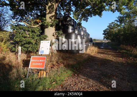 Diritto di passaggio chiuso sulla rete ferroviaria ad alta velocità HS2. Scalpellatura Warden. Northamptonshire. Inghilterra. Foto Stock