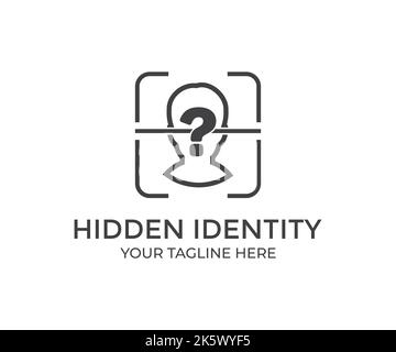 Identità nascosta, riservatezza, comunicazione, privato sconosciuto persona logo design. Disegno e illustrazione di un vettore di icona di identità nascosta. Illustrazione Vettoriale