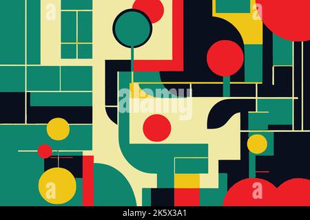 Le forme geometriche e le linee colorate che creano uno sfondo astratto Illustrazione Vettoriale