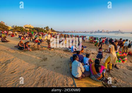 Chowpatty spiaggia scene a Mumbai ( Bombay ) India Foto Stock