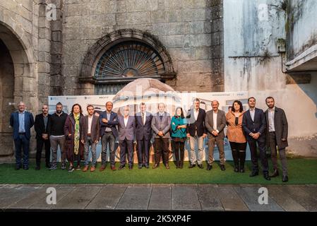 santiago, spagna. settembre 29, 2022 fotocellula con lalina romana, coselleiro de cultura. carlos mourinho, tito asorey e autorita. Foto Stock