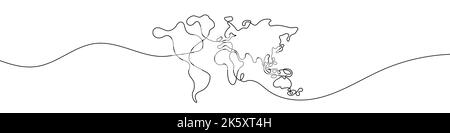 Disegno a linea continua della mappa dell'Ucraina. Immagine su una riga della mappa dell'Ucraina. Uno sfondo di disegno a una linea. Illustrazione vettoriale. Illustrazione Vettoriale