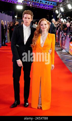 Eddie Redmayne e Jessica Chastain hanno partecipato alla prima nel Regno Unito della Good Nurse durante il BFI London Film Festival 2022 al Royal Festival Hall, Southbank Centre, Londra. Data immagine: Lunedì 10 ottobre 2022. Foto Stock