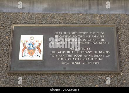 Pudding Lane nello storico Square Mile della City of London, dove è iniziato il grande incendio del settembre 1666, Regno Unito Foto Stock