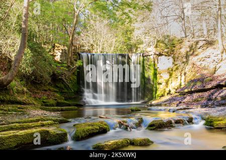 Cascate Plas Power a Nant Mill Woods vicino a Wrexham Foto Stock