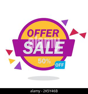 Banner offerta di vendita per negozio e business sconto promozionale tag Illustrazione Vettoriale