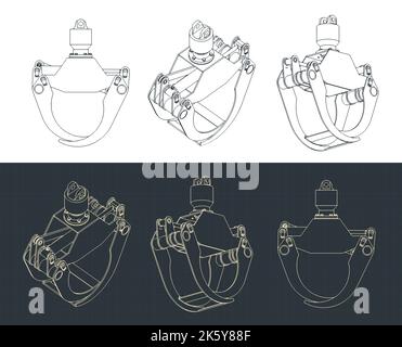 Illustrazione vettoriale stilizzata di progetti di pinze per legno Illustrazione Vettoriale