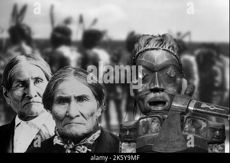 Geronimo fu il più famoso capo Apache e per oltre venticinque anni combatté contro gli Stati Uniti d'America e la sua espansione ad ovest. Foto Stock