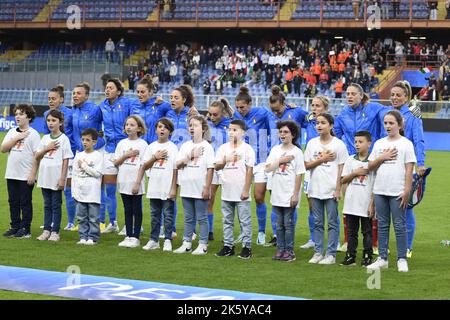 Genova, Italia. 10th ottobre 2022. Squadra (Italia Donne) ; Ottobre 10 ; 2022 - Calcio : Coppa del mondo FIFA 2023 turno di qualificazione ; amichevole Match; partita tra Italia Donne 0-1 Brasile Donne allo Stadio Luigi Ferraris ; Genova, Italia; ;( foto di aicfoto)(ITALIA) [0855] Credit: AFLO Co. Ltd./Alamy Live News Foto Stock