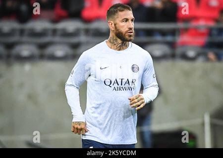 Reims, Francia, Francia. 8th Ott 2022. Sergio RAMOS di PSG durante la partita Ligue 1 tra lo Stade de Reims e Parigi Saint-Germain (PSG) allo Stadio Auguste Delaune il 08 ottobre 2022 a Reims, Francia. (Credit Image: © Matthieu Mirville/ZUMA Press Wire) Foto Stock