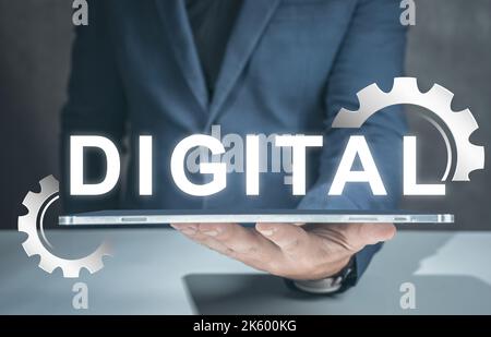 Trasformazione digitale per l'era della tecnologia di nuova generazione. Trasformazione digitale concetto di digitalizzazione dei processi tecnologici aziendali. Business Foto Stock