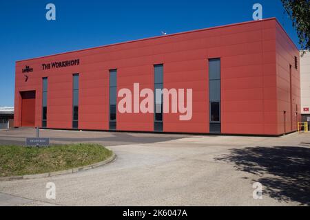 Jim Lawrence workshop fabbrica unità su Lady Lane e Crockatt Road industriale a Hadleigh Suffolk Foto Stock