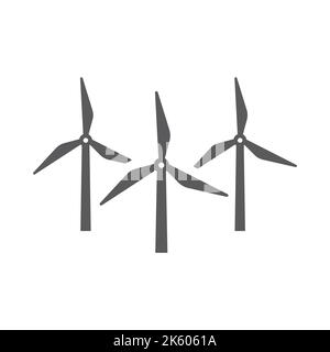 Icona del vettore del mulino a vento o della turbina. Simbolo delle risorse rinnovabili e sostenibili riempite. Illustrazione Vettoriale