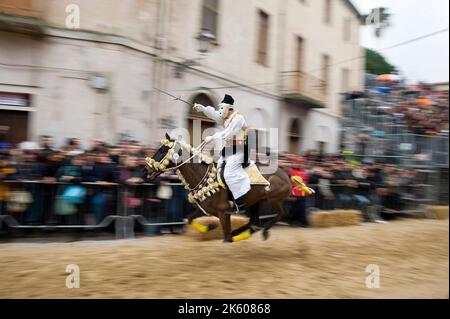 Gara per la Stella Sartiglia di Oristano, Sardegna, Italia Foto Stock