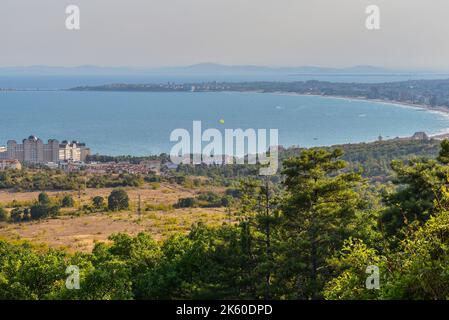 Vista panoramica dalla strada a Sunny beach, Bulgaria. Foto Stock