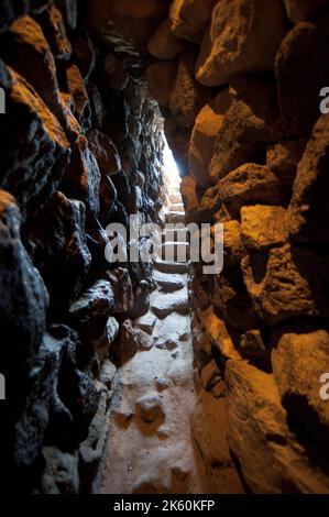 Su Nuraxi Area Archeologica, Barumini, Medio Campidano, Sardegna, Italia Foto Stock