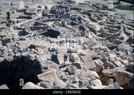 Su Nuraxi Area Archeologica, Barumini, Medio Campidano, Sardegna, Italia Foto Stock