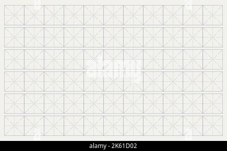 Libro degli esercizi per la scrittura di geroglifici. Carta rivestita per la stampa. Modello geometrico per la scuola. Carta con righe realistiche. Simulatore per scrivere cinese Illustrazione Vettoriale