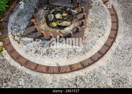 Ironwork di posizionamento di vecchie armi dalla seconda guerra mondiale, Rerwick Head, Orkney, UK 2022 Foto Stock