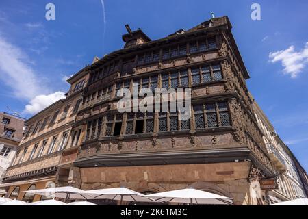 La casa Kammerzell a Strasburgo, la costruzione di questa casa, la cui metà in legno è tra i più antichi della città Foto Stock