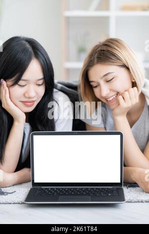 lavoro amichevole donne felice istruzione in linea Foto Stock