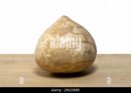 Pachyrhizus erosus, Jicama intero isolato su sfondo bianco Foto Stock