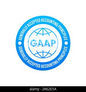 GAAP - etichetta dei principi contabili generalmente accettati, icona, badge. Illustrazione del vettore. Illustrazione Vettoriale