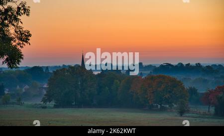 Mattina nebbia vicino Plailly nella Val d'Oise in Francia Foto Stock