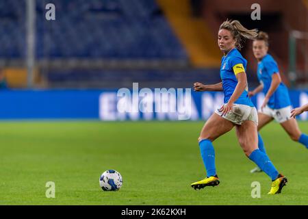 Genova, Italia. 10th ottobre 2022. Martina Rosqui (Donne d'Italia) durante la partita FIFA ' Womens World Cup 2023 qualificing round friendly Match' tra le due donne d'Italia 0-1 Brazil Women al Luigi Ferraris Stadium il 10 ottobre 2022 a Genova. Credit: AFLO Co. Ltd./Alamy Live News Foto Stock