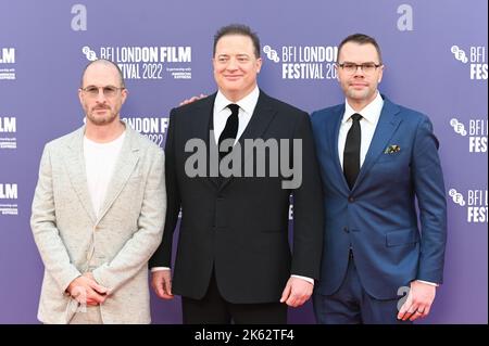 Londra, Regno Unito. 11th Ott 2022. Brendan Fraser, Samuel D. Hunter e Darren Aronofsky arrivano al The Whale - UK Premiere - BFI London Film Festival il 11 ottobre 2022, Inghilterra, Londra, Regno Unito. Credit: Vedi li/Picture Capital/Alamy Live News Foto Stock