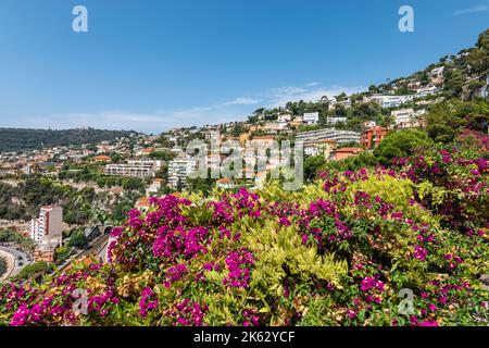 Città costiera di Villefranche-sur-Mer, Costa Azzurra. Foto Stock