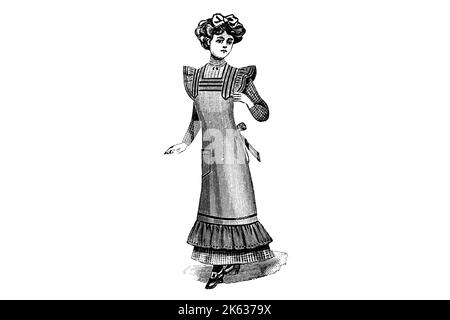 Ragazza alla moda con grembiule - Illustrazione vintage 1910s Foto Stock