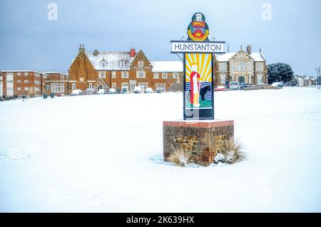 Hunstanton nella neve Foto Stock