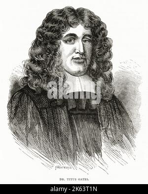 Tito Oates (1649 - 1705), perjurer inglese, visto qui nella saccheggia, una punizione per fabbricare la Plot papale. Foto Stock