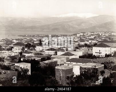 Vintage 19th ° secolo fotografia: Vista generale della città di Beirut, Libano Foto Stock