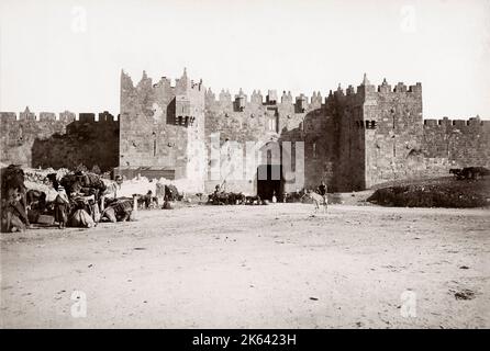 C.1900 terra santa israele palestina - Porta di Damasco a Gerusalemme Foto Stock