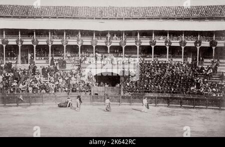 C.1890s Spagna - La corrida in anello di tauromachia Foto Stock