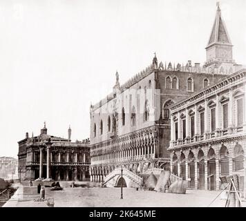 C.1890 Italia Venezia Venezia - Paizzetta e il Palazzo dei Dogi Foto Stock