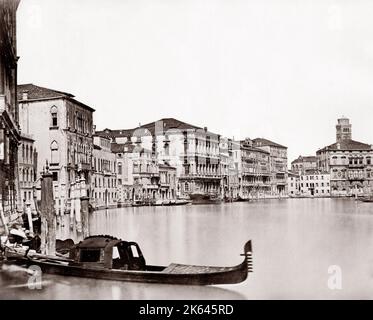 C.1890 Italia Venezia Venezia - Grand Canal e gondola Foto Stock