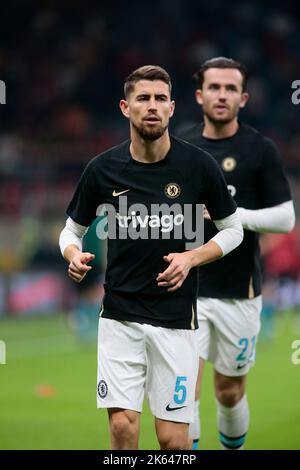 Milano, Italia. 11th Ott 2022. Jorginho del Chelsea FC durante la UEFA Champions League Group e, partita di calcio tra AC Milan e Chelsea FC, il 11 ottobre 2022, allo stadio San Siro di Milano. Photo Nderim Kaceli Credit: Live Media Publishing Group/Alamy Live News Foto Stock