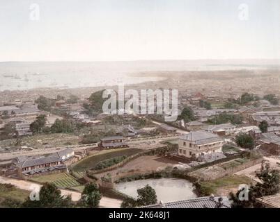 C. 1880 Giappone - Vista di Kobe Foto Stock