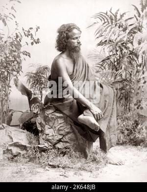 Nativo indiano uomo (forse Toda) in un ambiente studio, India circa 1880 Foto Stock