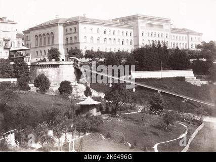 Fotografia d'epoca del XIX secolo: La Bundesplatz è la piazza del governo di Berna, di fatto la capitale della Svizzera. Si trova nel centro storico di Berna, il centro medievale della città Foto Stock