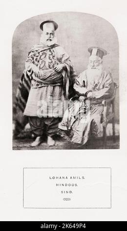 Fotografia d'epoca del XIX secolo: Il popolo dell'India: Una serie di illustrazioni fotografiche, con Letterpress descrittiva, delle razze e tribù indù - pubblicato nel 1860 sotto l'ordine del viceré, Lord Canning - Lohanna Amils, Hindoos, sind. Foto Stock