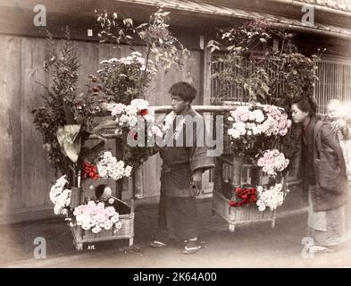 C. 1880 Giappone - fiore fornitore venditore Foto Stock