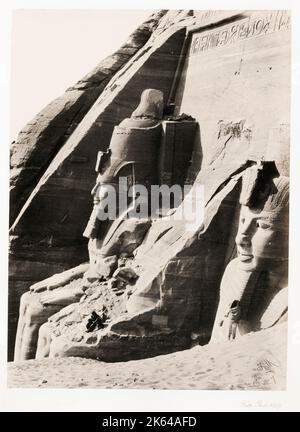 Fotografia d'epoca del XIX secolo: Francis Frith, Egitto. c.1857 - scultura in roccia, Abu Simbel, Nubia. Foto Stock