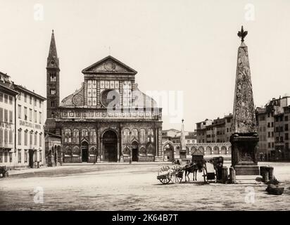 19th ° secolo fotografia d'epoca - Santa Maria Novella è una chiesa a Firenze, Italia, ed è la principale chiesa dominicana della città. Foto Stock