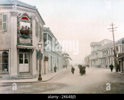 C. 1880 Giappone - strada principale Kobe Foto Stock